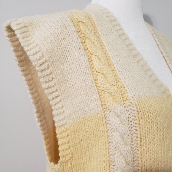 VTG JH Collectibles Womans Mohair Alpaca Blend Sweater Vest MED Cableknit Yellow - Picture 4 of 8